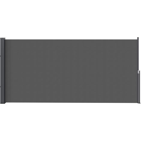 Store latéral brise-vue paravent rétractable 3 x 1,4 m alu. polyester anti-UV haute densité 180 g/m² gris foncé