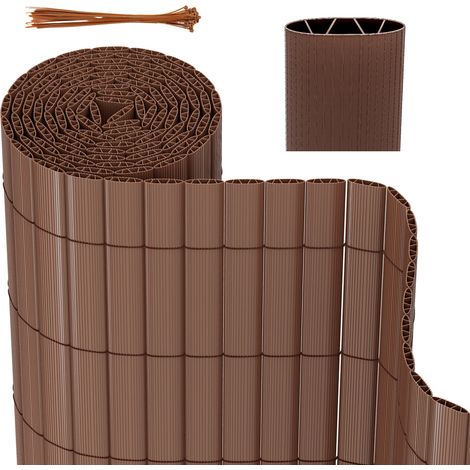 Randaco Canne in PVC per giardino, balcone e terrazza – Frangivista e frangivento, Adatto per giardini su balconi Marrone 140 x 1000cm