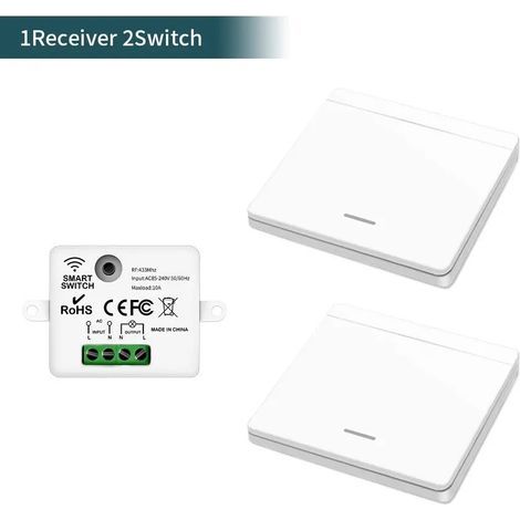 433 MHz RF Wireless Switch – Range up to 100 meters – Easy installation, bulbs up to 1000 W, IP20 protection rating (1/5)