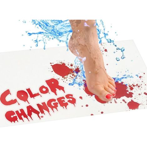 Badematte – Farbwechselnde Vinylfolie, die sich bei Nässe blutrot färbt – Farbwechsel rot/weiß – 40 x 70 cm