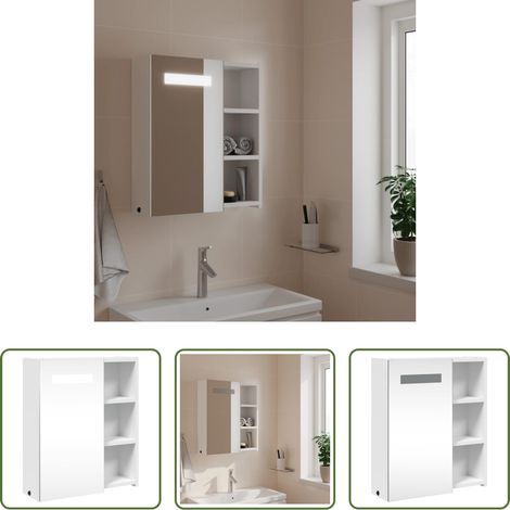 vidaXL Badspiegel - Spiegelschrank mit LED-Beleuchtung Weiß 45x13x52 cm (1/5)