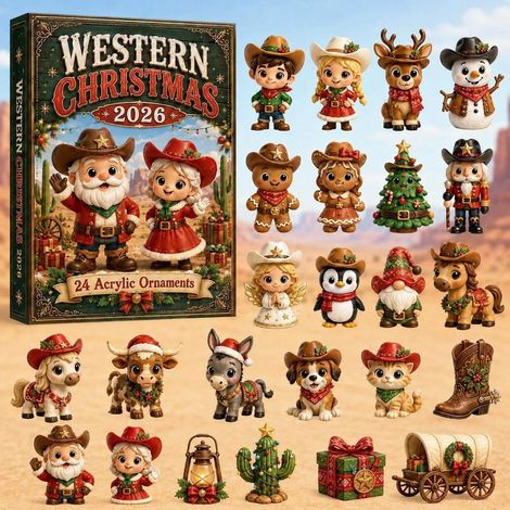 Boîte surprise de Noël Père Noël cowboy, boîte cadeau festive, décoration de Noël originale pour maison, fête et sapin (1/4)