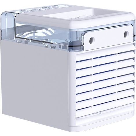 Ventilatore per aria condizionata con design ricaricabile tramite USB, strumento di raffreddamento da 16 x 16 x 15 cm con ampio serbatoio da 500 ml, ideale per auto, scuola, viaggi, posto di lavoro e 
