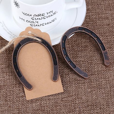 Fer à Cheval Porte-Bonheur Rustique - Faveurs de Mariage Originales avec Étiquettes Kraft (1/5)
