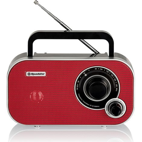 Roadstar TRA-2235RD Radio Portátil FM Analógica Funciona a Red /Pilas, Toma Auriculares, Transistor Pequeño Ligero  Rojo (1/5)