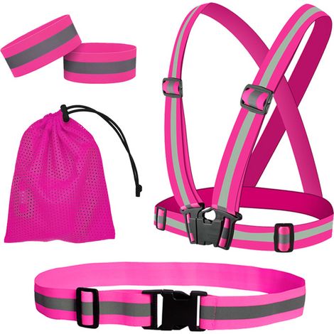 Gilet réfléchissant, ceinture réfléchissante lumineuse avec 2 brassards réfléchissants, ajustable, haute visibilité, ultraléger et confortable pour la course, la marche et le vélo. (1/5)