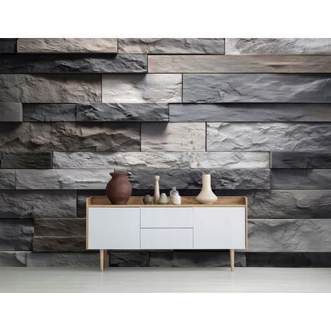 Fototapete Ziegel Mauer Optik, für Wohnzimmer und Schlafzimmer, 150 x 105 cm – Komplettset inkl. Kleister & Anleitung (1/5)