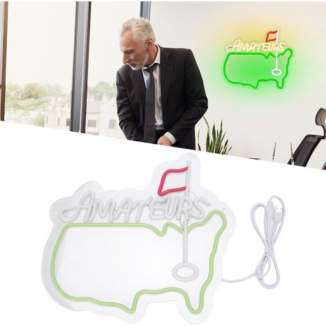 Lumières néon de golf pour la décoration murale, vertes à intensité variable, adaptées aux clubs de golf, alimentées par USB, lumières néon LED pour chambres, clubs de golf, bars et salles de jeux. (1/5)
