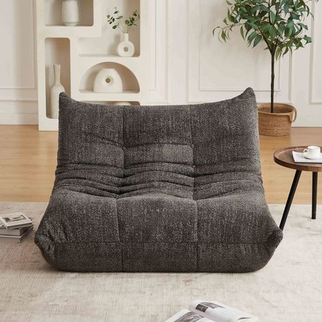 Canapé 2 Places en Chenille - Fauteuil Lounge au Sol sans accoudoirs avec Mousse à Mémoire-Forme ergonomique-Pour salon/chambre/gaming (Gris) (1/5)