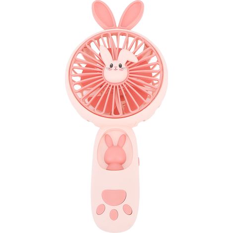 Mini ventilateur portable à main, motif animal de dessin animé, veilleuse rechargeable 400 mAh, petit ventilateur mignon avec batterie intégrée rose (1/5)
