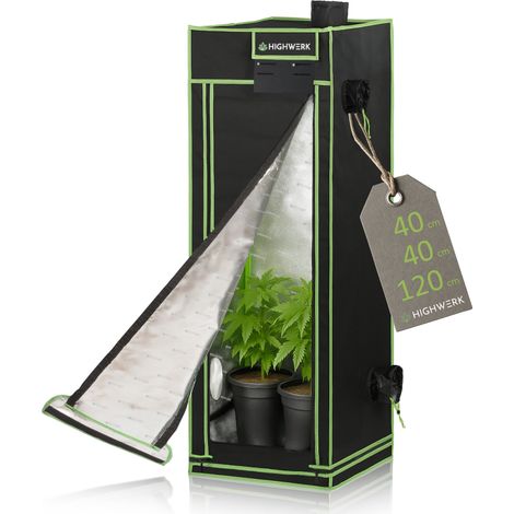 HIGHWERK Carpa de cultivo 40 x 40 x 120 cm  Grow tent interior, cultivo de plantas  negro verde