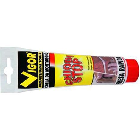 Adesivo Colla Da Montaggio Vigor Chiodi-Stop Bianco Tubo Gr. 250 Conf. 12 Pz