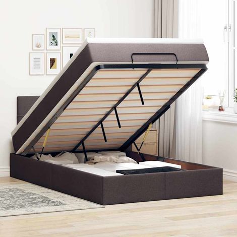 vidaXL Lit ottoman avec matelas marron foncé 120x200 cm tissu (1/5)