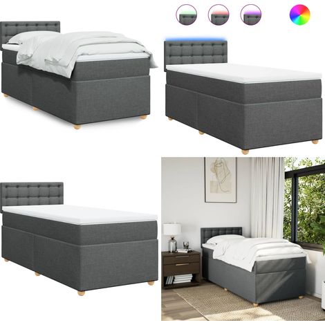 Boxspringbett mit Matratze Dunkelgrau 90x200 cm Stoff - Boxspringbett - Doppelbett - Bettenrahmen - Schlafsystem - Liegekomfort - Home & Living (1/5)