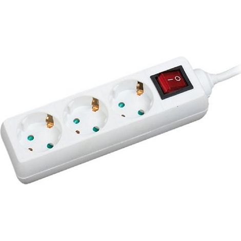 Multiprise Logilink CEE 7/3 à 3 prises avec interrupteur, 1,4 m, IP20, blanche