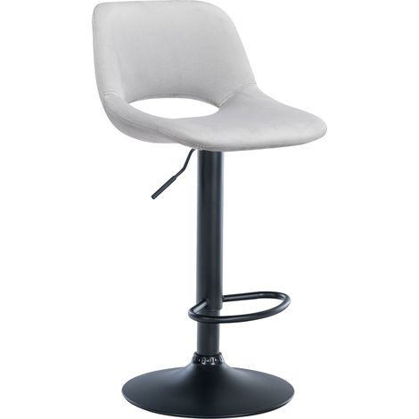 Sgabello da bar seggiolone x1 con poggiapiedi in velluto grigio chiaro, base in metallo nero 100004600