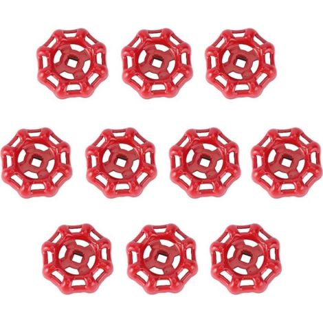 Vanne Volant Fer Vanne à Bille Vanne D'arrêt Robinet Tuyau D'eau Partie Supérieure Poignée 6x6mm (Rouge)-10PCS