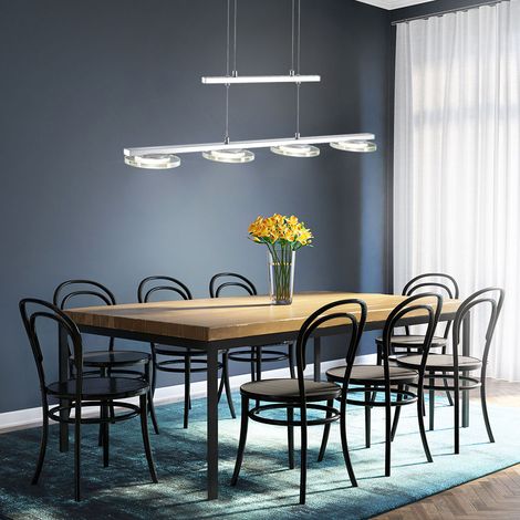 18 Watt LED Pendel Decken Hänge Lampe Glas Chrom Höhenverstellbar dimmbar Trio 327710406