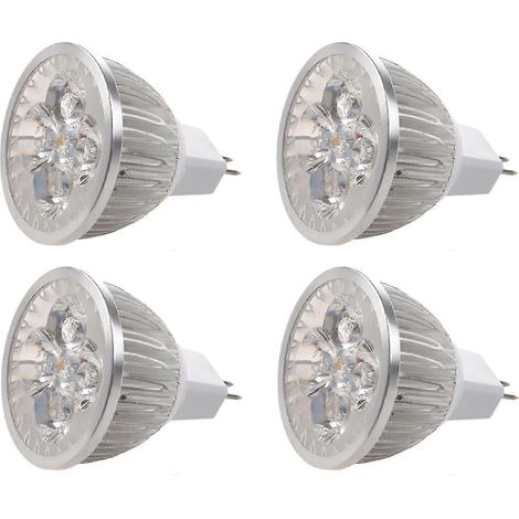 Lot de 4 ampoules LED spot GU5.3 MR16 12V 1W blanc chaud (1/4)