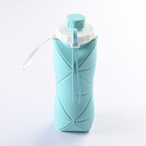 Bouteille d'eau pliable en silicone avec couvercle, 600 ml, bleu bleu (1/4)