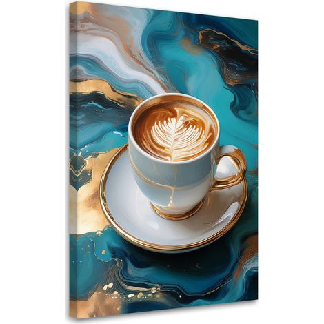 Quadro su tela, Tazza di caffà¨ Marmo turchese - 40x60 (1/3)