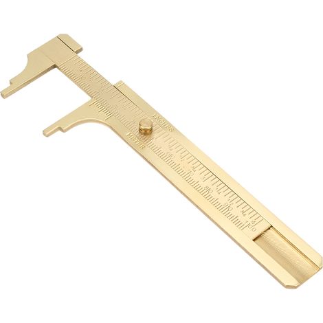 Doppelskaliger Nonius-Messschieber, tragbarer Messing-Schiebemessschieber, Messlineal, Messwerkzeug (100 mm) (1/5)
