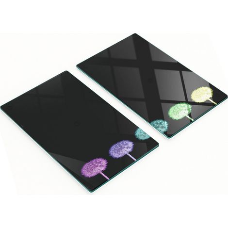 Küchenschneidebretter aus Glas mit farbenfrohem Löwenzahnmotiv, 2 x 30 x 52 cm (1/5)