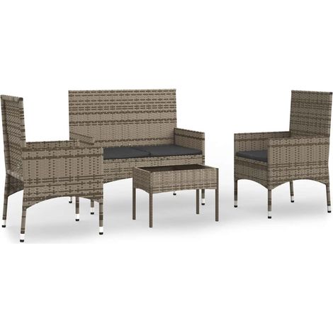 Maison Exclusive - Set de muebles de jardín 4 pzas y cojines ratá (1/5)