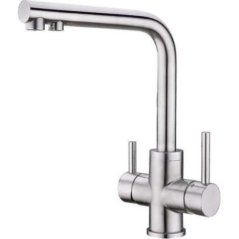 3-Way Kitchen Faucet, 360° Swivel Kitchen Tap, 3-in-1 Water Filter Mixer, Stainless Steel Sink