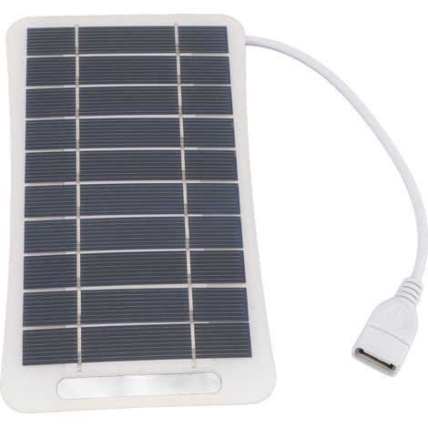 Panneau solaire USB 5V 5W professionnel à haut rendement en silicium monocristallin portable, chargeur solaire portatif pour le camping, les voyages et les activités de plein air (blanc). (1/5)