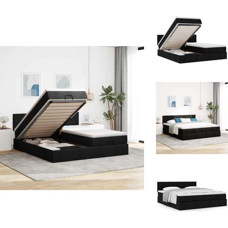 Ottoman-Bett mit Matratzen Schwarz 180x200 cm Stoff - Ottoman-Bett - Ottoman-Betten - Bettrahmen - Bettgestell (1/5)