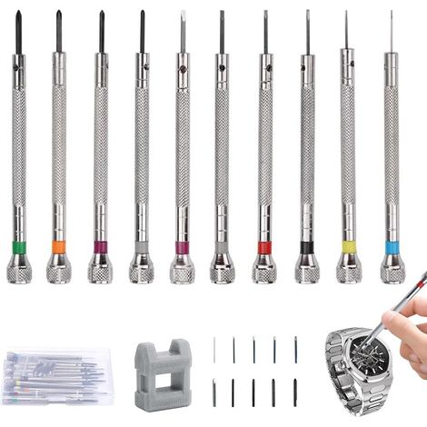 21Pcs Kit Tournevis de Précision, Tournevis Lunettes Opticien/Montre, Horlogerie Plate/Cruciforme 0,6-2,0 mm, avec Démagnétiseur, pour Réparation de Montres et de Lunettes (1/4)
