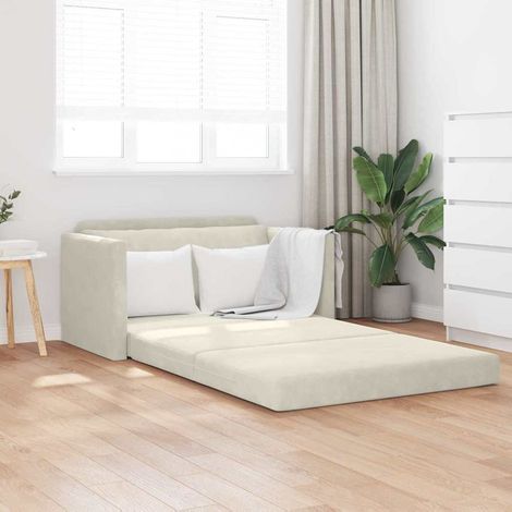 Canapé-Lit,Lit de jour,Lit de repos 110cm Crème Velours (1/5)