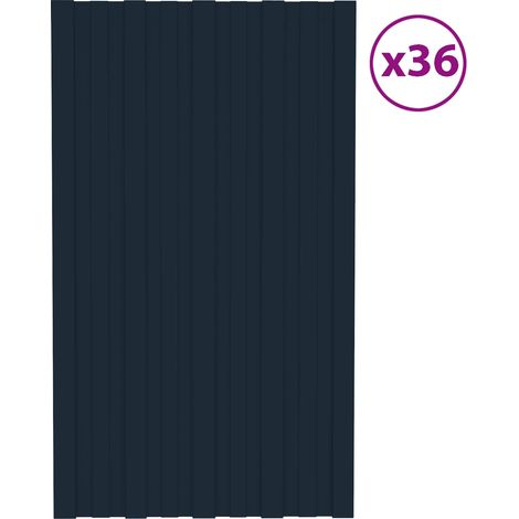 Panneau de toiture 36 pcs Anthracite 80 x 45 cm Acier galvanisé (1/5)