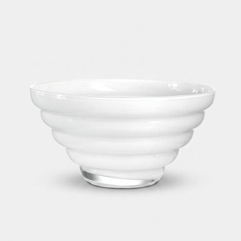 Coppa centrotavola in vetro artigianale Anelli 28 - Bianco (1/2)