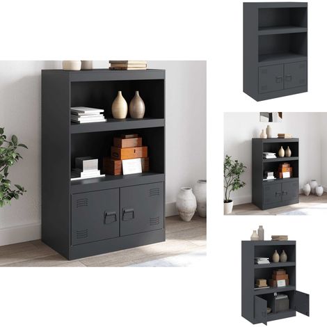Buffet anthracite 67x39x107 cm acier - Buffet - Meuble De Rangement - Armoire - Cuisine - Salon (1/5)