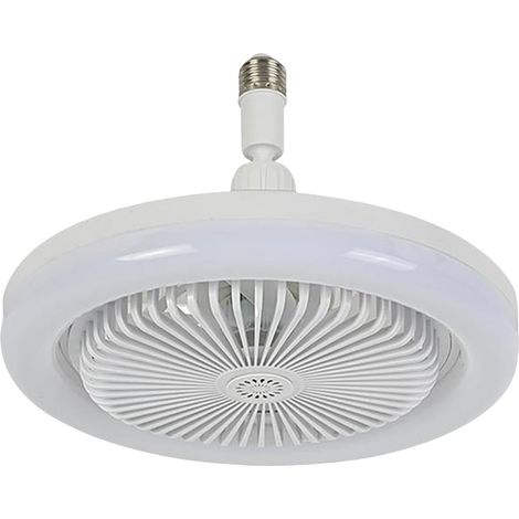 Ventilateur Plafonnier LED avec Douille E27 - 3 Températures de Couleur 3000K-6500K - Télécommande Incluse - Pour Chambre Cuisine Placard - Blanc (1/5)