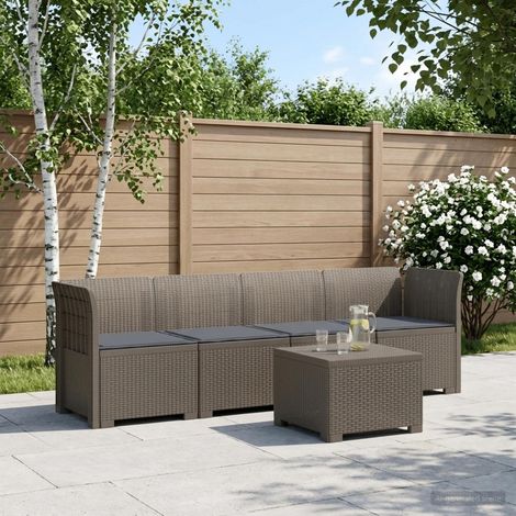 vidaXL Divano da Giardino a 4 Posti con Cuscini in Stile Rattan PP (1/5)