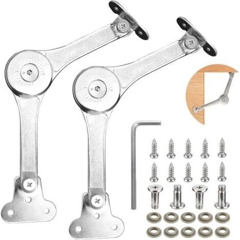 2 Pcs Support Charnières pour Placards, Charniere Relevable, Charnière de Support de Couvercles à 75/90/110 Degrés, Stay Charnières de Armoire Meuble Porte Ascenseur (1/4)