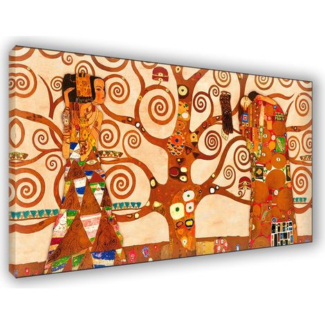 Lupia - Quadro su Tela il Meglio dell'Arte, 45x75 cm L ALBERO DELLA VITA - KLIMT, Riproduzione d'Arte su Tela, Montato su Telaio in Legno 3 cm, Made in Italy (1/4)