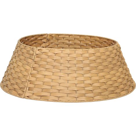 Jupe de sapin de Noël, Ø68 cm, collerette en plastique pour les pieds du sapin, couvre-pieds pour la maison, les fêtes et les décorations, bois naturel (1/5)