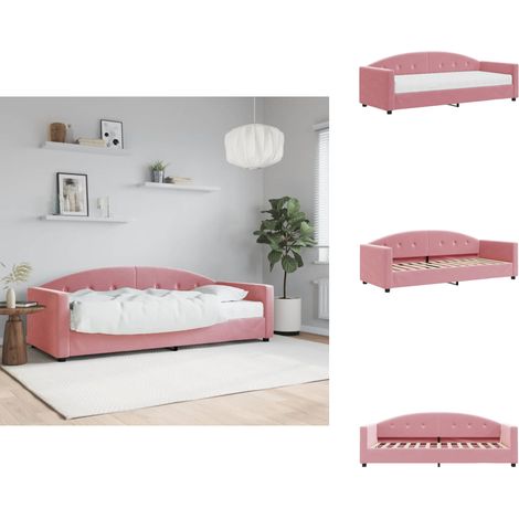 Lit de jour avec matelas rose 80x200 cm velours - Lit De Jour Avec Matelas - Canapé-lit - Lit D'appoint - Canapé-lit De Repos (1/5)