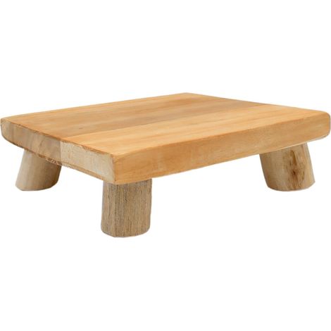 Teak Blumenteller natur - 15 cm - Holz Pflanzenständer mit 4 Füßen - Echtholz Deko Blumenständer Pflanzenhocker