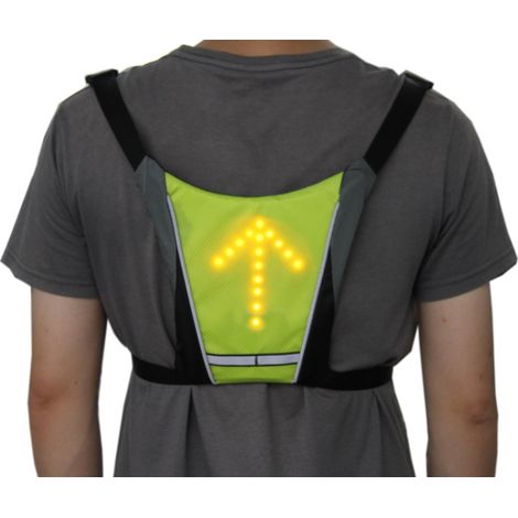 Télécommande sans fil Voyant d'avertissement lumineux Sac de vélo Sac illuminé Gilet lumineux Rechargeable par USB Facile à installer Convient pour la sécurité des vélos Jaune MNS (1/3)