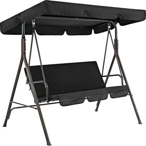 Housse de Remplacement pour Balançoire Extérieure,Toit de Rechange pour Balancelle de Jardin 210D Oxford Imperméable Anti-UV Couverture de Remplacement pour Balançoire(Black,19512515cm) (1/5)
