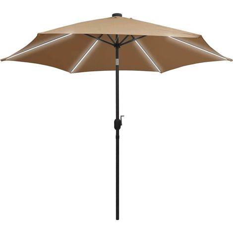vidaXL Sombrilla de jardín con luces LED palo de aluminio taupe 300 cm (1/2)