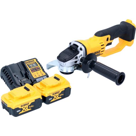 Smerigliatrice angolare a batteria DeWalt DCG 412 P2 18 V 125 mm + 2x batteria ricaricabile 5,0 Ah + caricabatterie