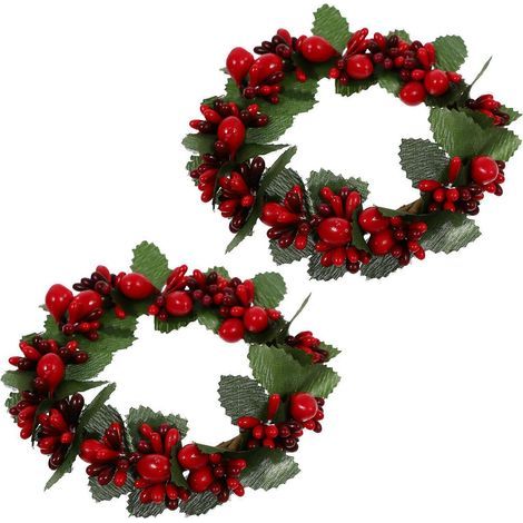Künstlicher Weihnachtskranz mit Beerenverzierungen für Partys, 2 Tannengirlanden (1/5)