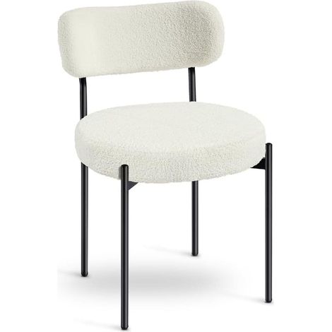 Grayson Boucle Dining Chairs Set of 2 Stackable Accent Chairs with Cushioned Seat and Black Legs (1/5)