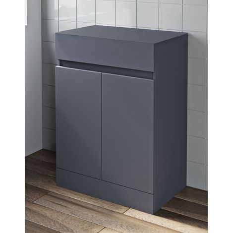 Bathroom Vanity Unit Countertop Floor Standing Furniture Soft Close 600mm Grey